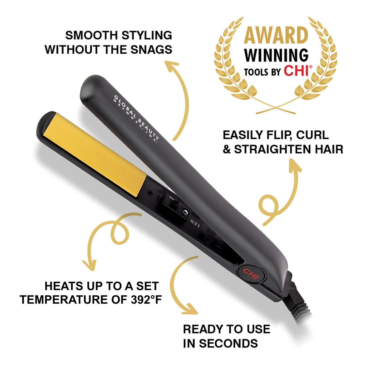 CHI Original 1" Ceramic Hair Straightener Flat Iron for Styling, Advanced Ceramic Technology for Frizz-Free Smooth Shine, Floating Plates for Easy Beauty and Personal Care CHI