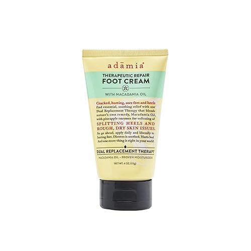 Adamia Therapeutic Repair Foot Cream with Pure Macadamia Oil, 4 Ounce Tube - Fragrance Free, Paraben Free, Non GMO Beauty & Personal Care Adamia
