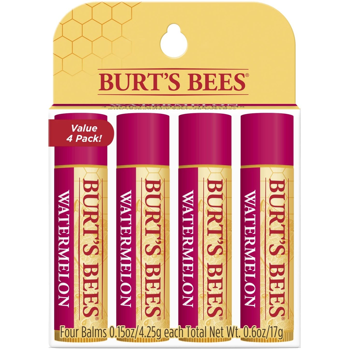 Burt's Bees 100% Natural Origin Moisturizing Lip Balm, Watermelon, 4 Tubes Beauty and Personal Care Burt's Bees