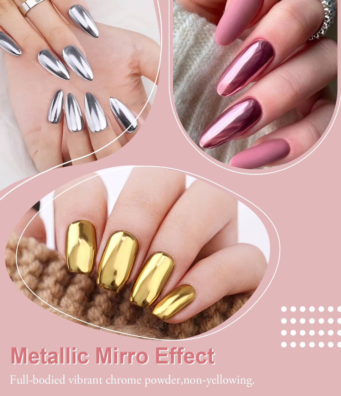 100% Metallic Effect Gold Chrome Nail Powder BISHENGYF: Holographic Mirror Glitter Gold Chrome Pigment Manicure Silver Copper Rose Gold Chrome Nail Beauty & Personal Care BISHENGYF