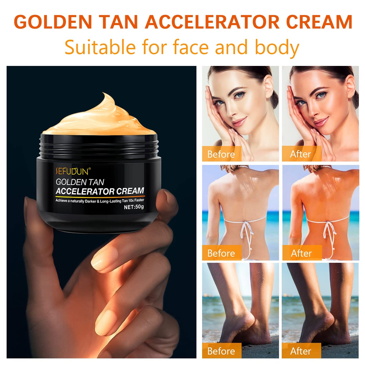 Tanning Gel Cream, 50g Sun Tanning, Soft Brown Intensive Tanning Gel, Tanning Accelerator Cream, Natural Tan Skin with Soft Brown Tanning Lotion Beauty & Personal Care Mcukv