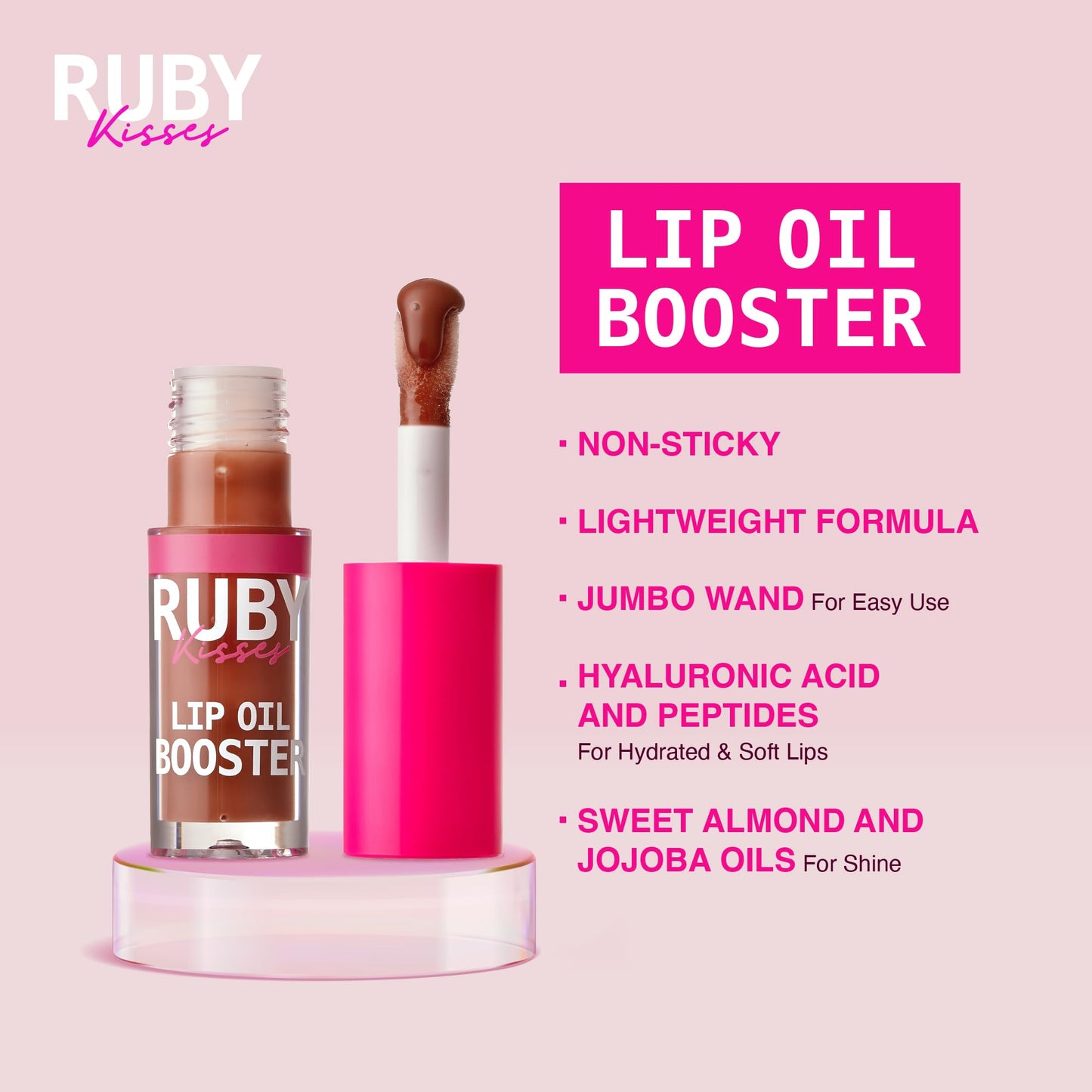 Ruby Kisses Lip Oil Booster, Hydrating Lip Gloss with Nourishing Natural Oil Blend, Jumbo Wand for Easy Application, Non-Sticky Formula (Honey Beauty & Personal Care Ruby Kisses