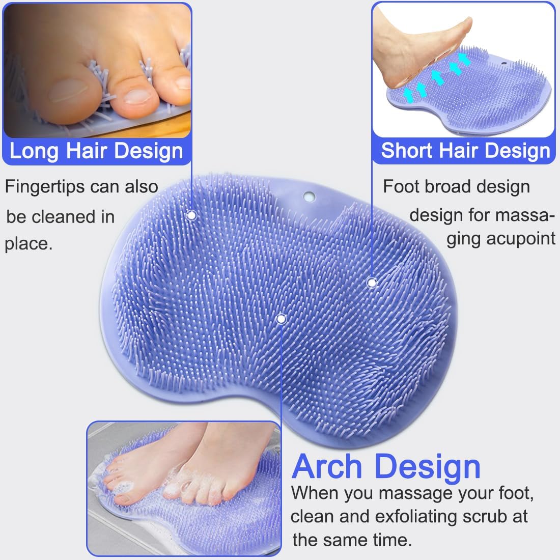 2 PCS Shower Foot & Back Scrubber Brush, Hands Free Wall Mounted Back Massager Mat with Non-Slip Suction Cups Deep Cleaning Foot Brush Exfoliating Beauty and Personal Care LMMYUN