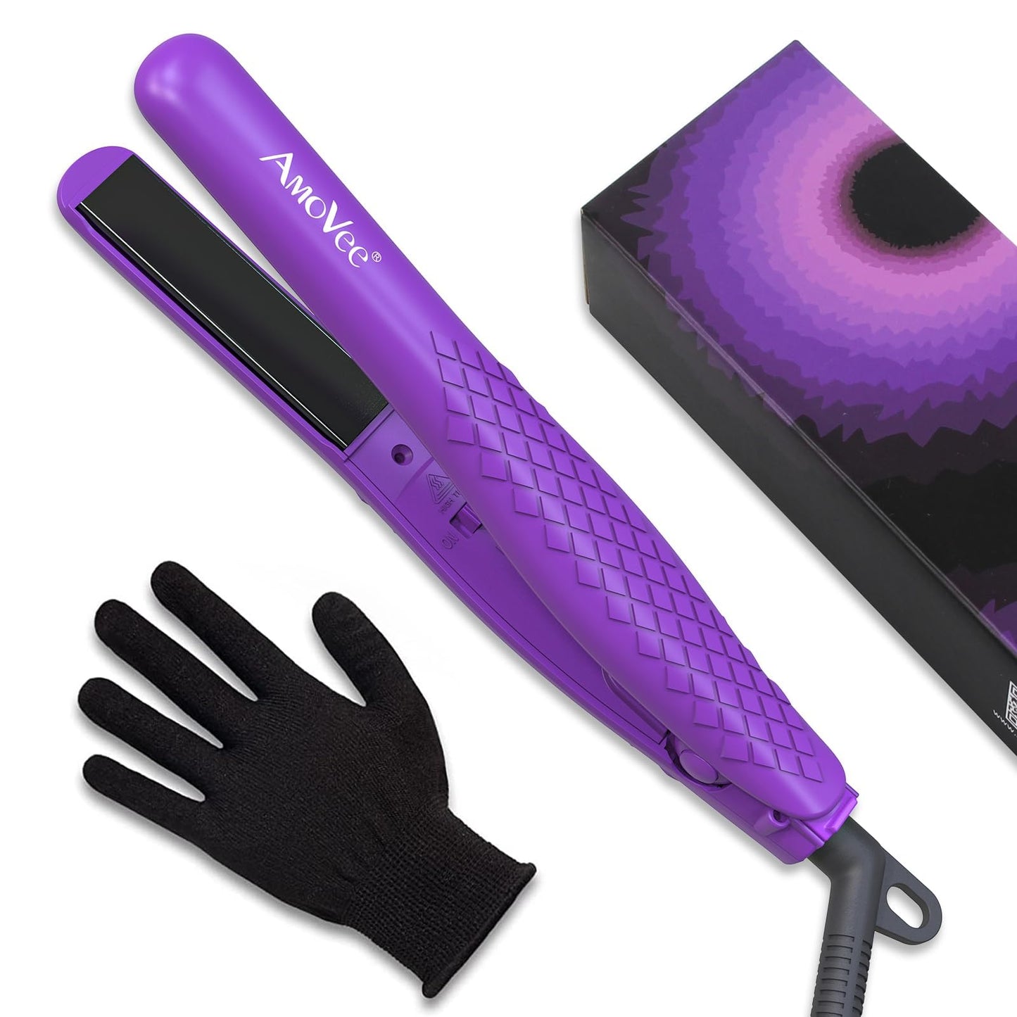 AmoVee Mini Flat Iron, 0.7 Inch Mini Hair Straightener, Small Flat Iron for Short Hair,Curls Bangs, Dual Voltage Travel Hair Straightener?Purple? Beauty & Personal Care AmoVee