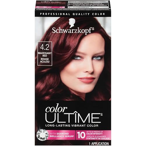 Schwarzkopf Color Ultime 4.2 Mahogany Red Hair Dye, Permanent Intense Red with Diamond Brilliance, Fade-Resistant, Covers Grays, All Hair Textures Beauty & Personal Care Schwarzkopf