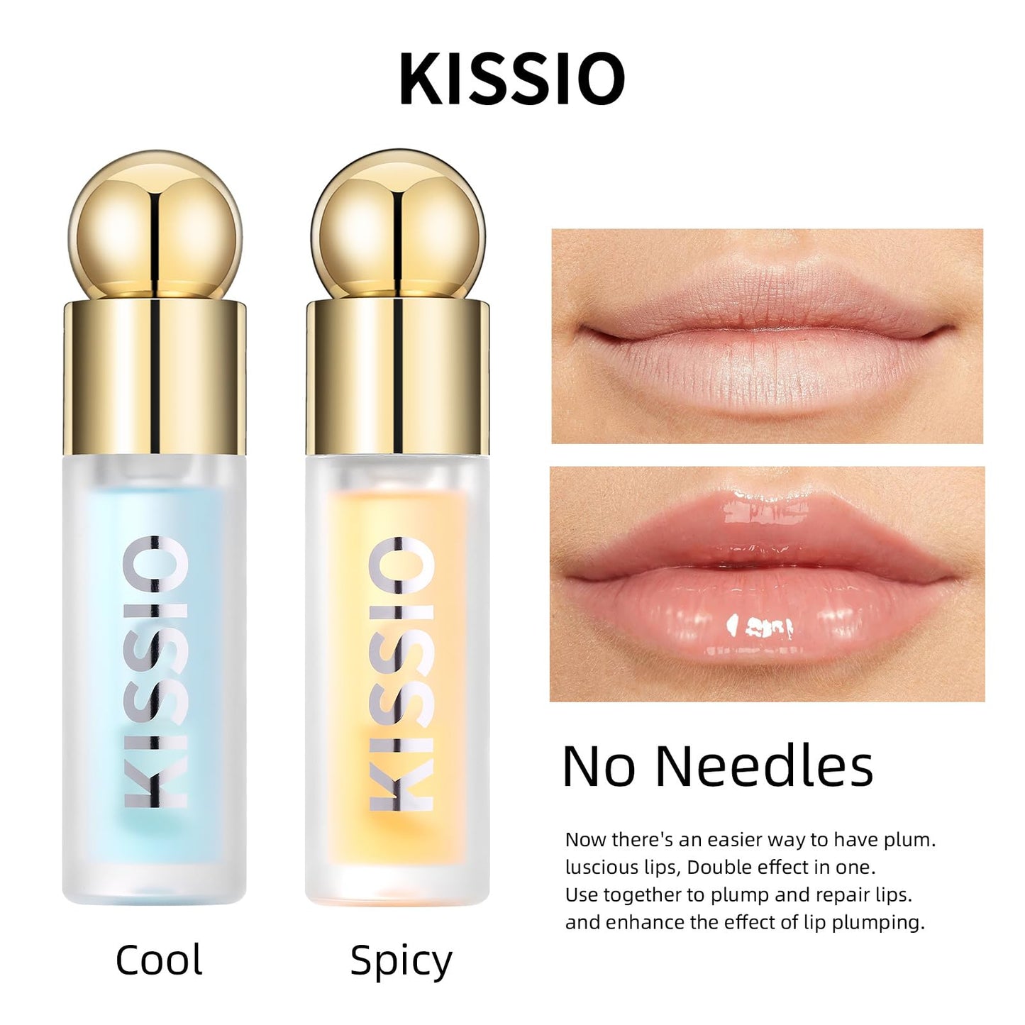 KISSIO Plumping Lip Gloss,Plumping,Moisturize and Elasticity,Lip Plumper and Lip Care for Day and Night Use,with Ginger,Peppermint and Jojoba Beauty and Personal Care KISSIO