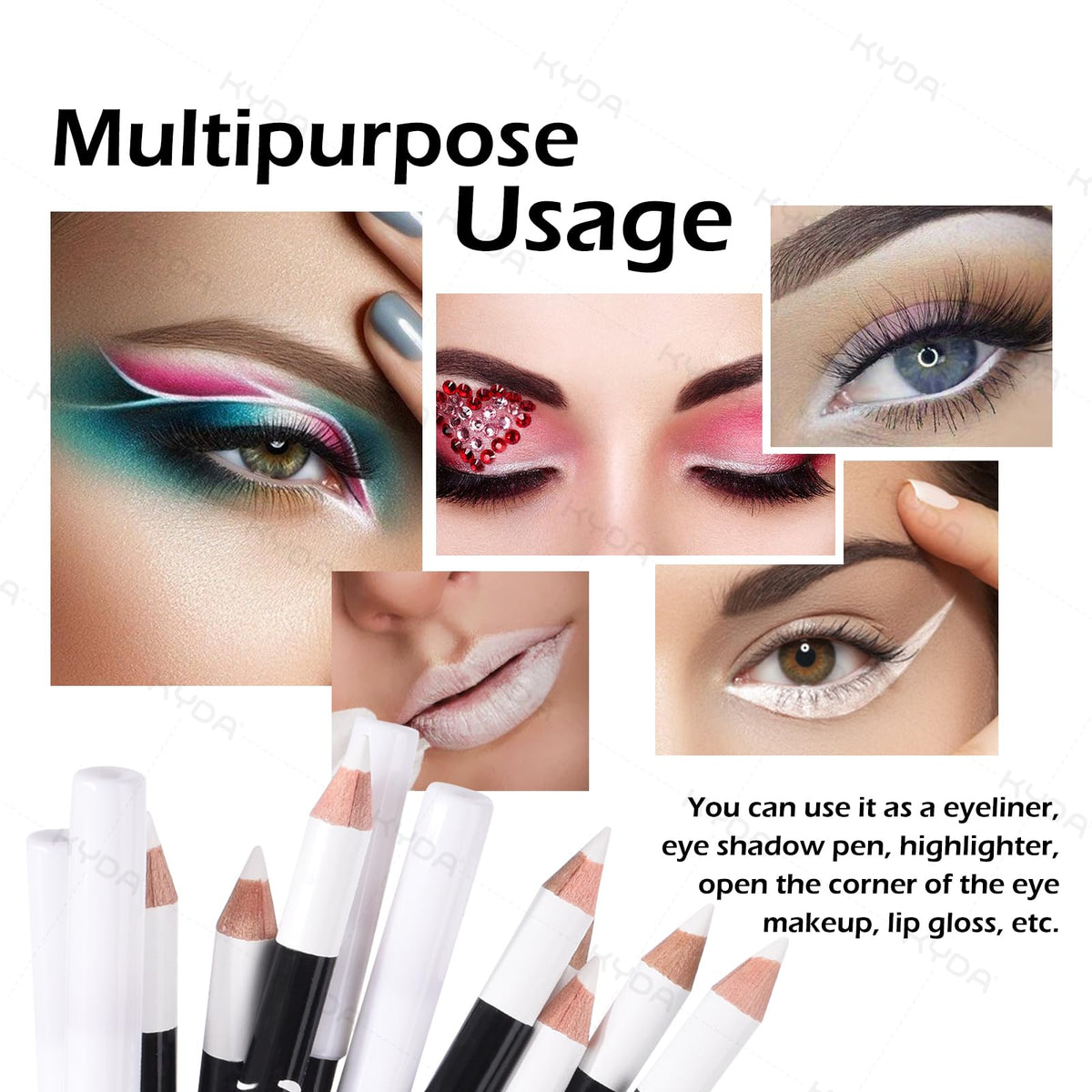Ownest 12 Pcs White Eyeliner Highlighter Pen, White Pearl Eyeliner Pencil Set, Soft Shimmer Liner & Shadow Pencil, Lasting Smooth Cream Eye Liner Pen Beauty & Personal Care Ownest
