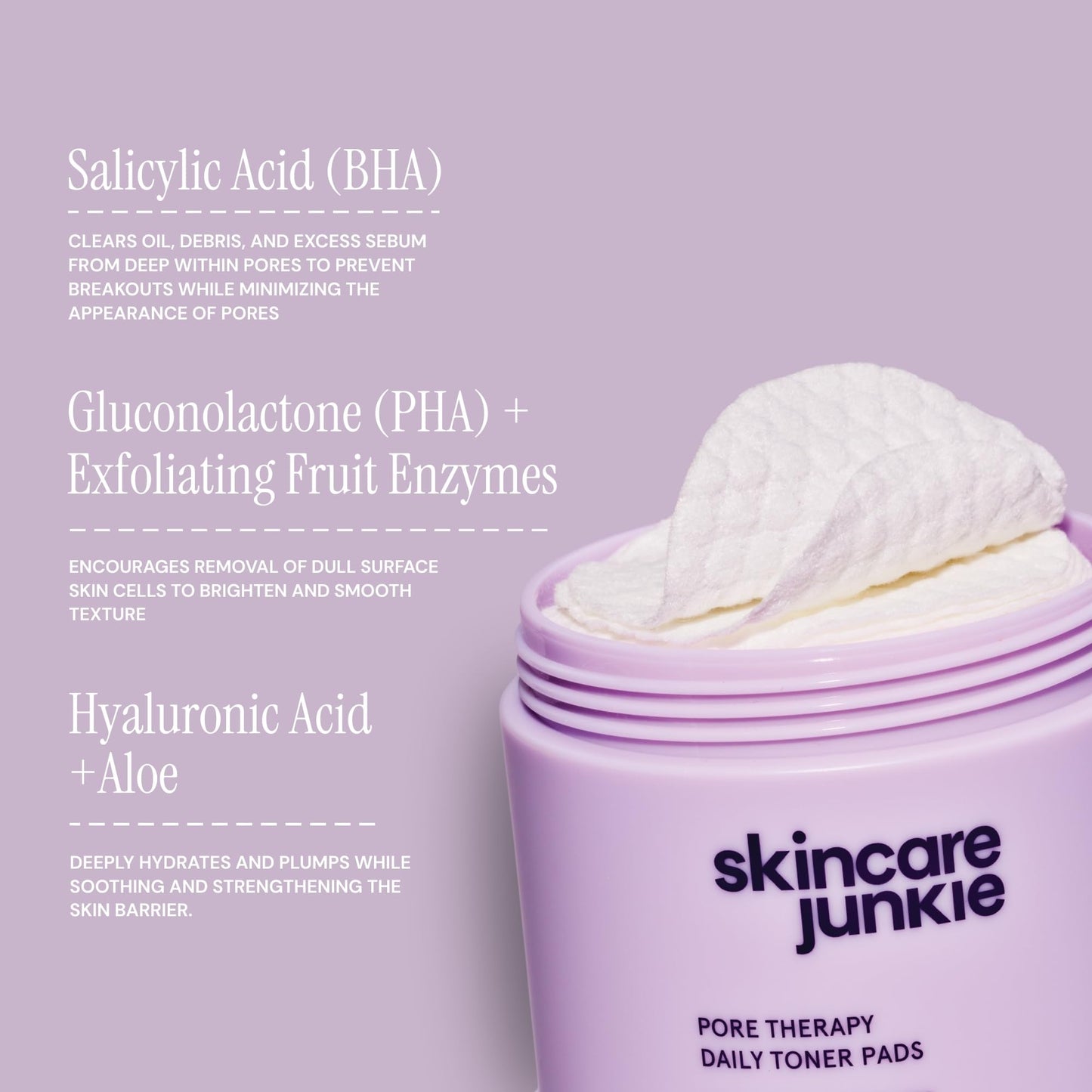 Skincare Junkie Pore Therapy Daily Toner Pads, Exfoliates Pore-Clogging Dead Skin Cells, Fragrance-Free, for Normal to Oily Skin, 50 Pads Beauty & Personal Care Skincare Junkie