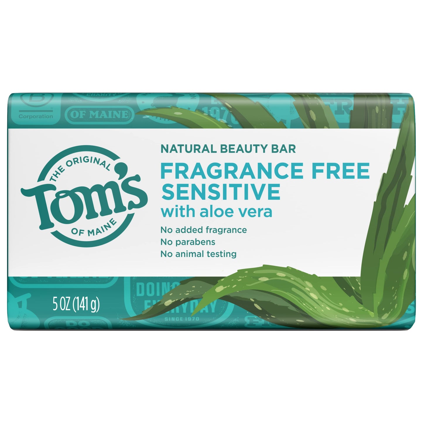 Tom's of Maine Natural Beauty Bar Soap for Sensitive Skin With Aloe Vera, Fragrance-Free, 5oz. Beauty & Personal Care Tom's of Maine