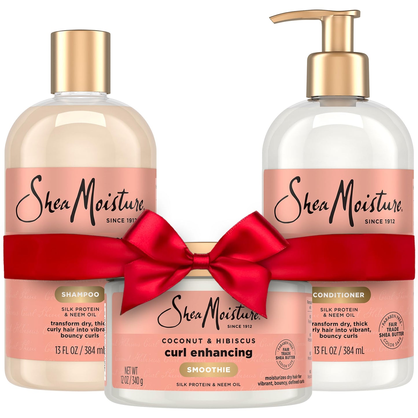 SheaMoisture Coconut & Hibiscus Curl & Shine Shampoo & Conditioner + Curl Enhancing Smoothie for Bouncy Curls, Frizz Control, Gifts for Women Beauty & Personal Care SheaMoisture