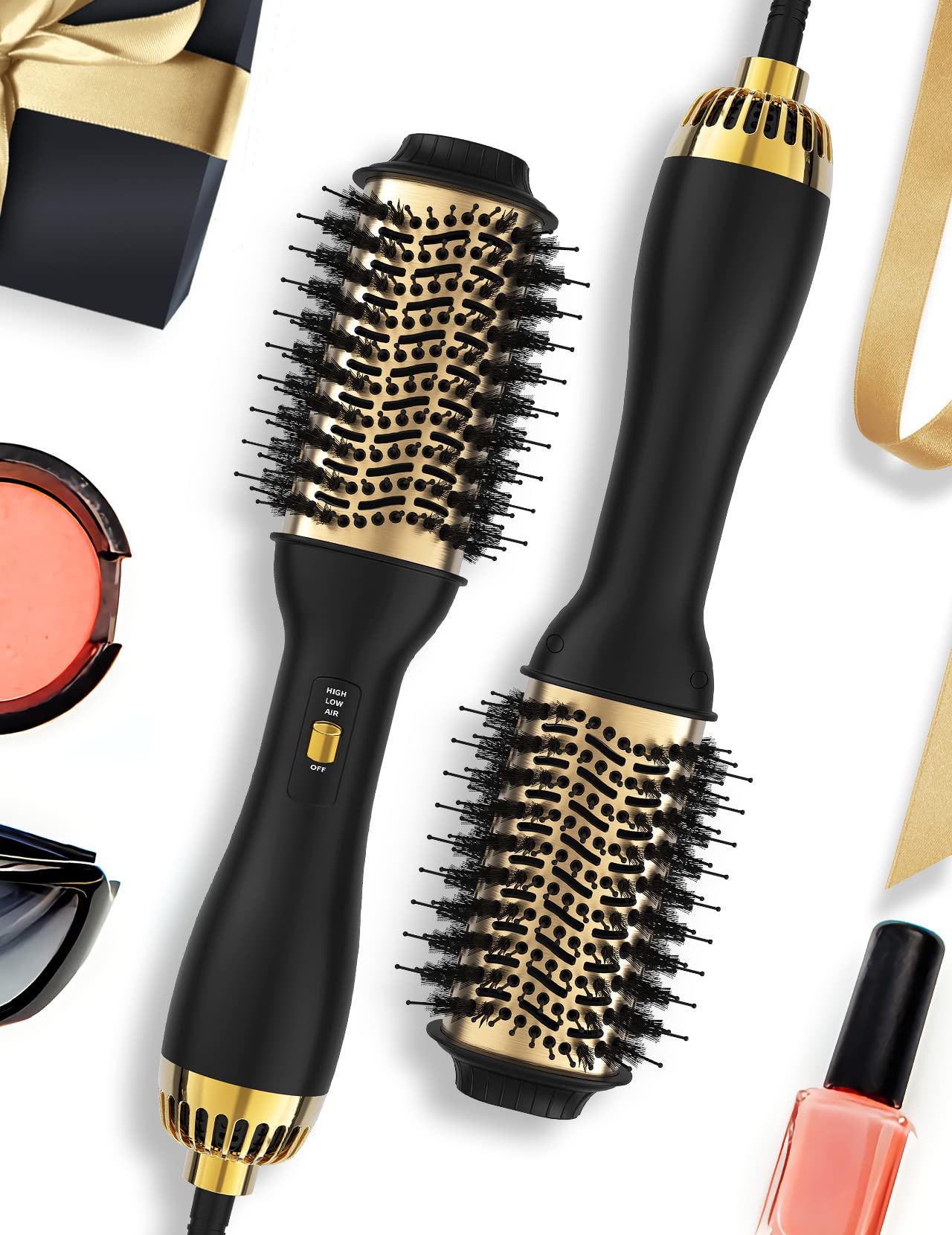 Hot Air Hair Blow Dryer Brush - 3 in 1 Negative Ionic Hairdryer Blowout Brush for Drying Straightening Volumizing - 60mm Oval Barrel fit All Hair Beauty & Personal Care LANDOT