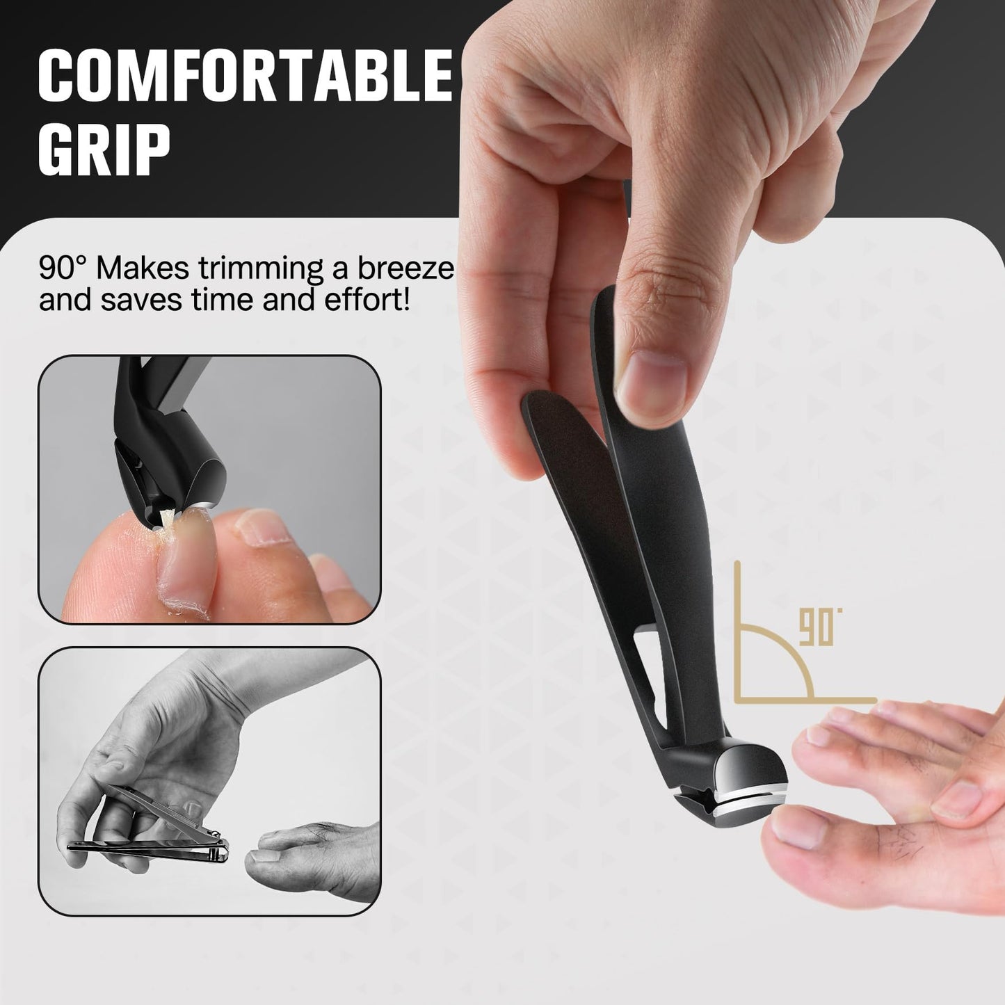 FERYES Angled Head Long Handled Toenail Clipper for Seniors - Large Wide Jaw Nail Clipper with Catcher for Thick Nails - Easier Trimming, Ergonomic Beauty and Personal Care FERYES