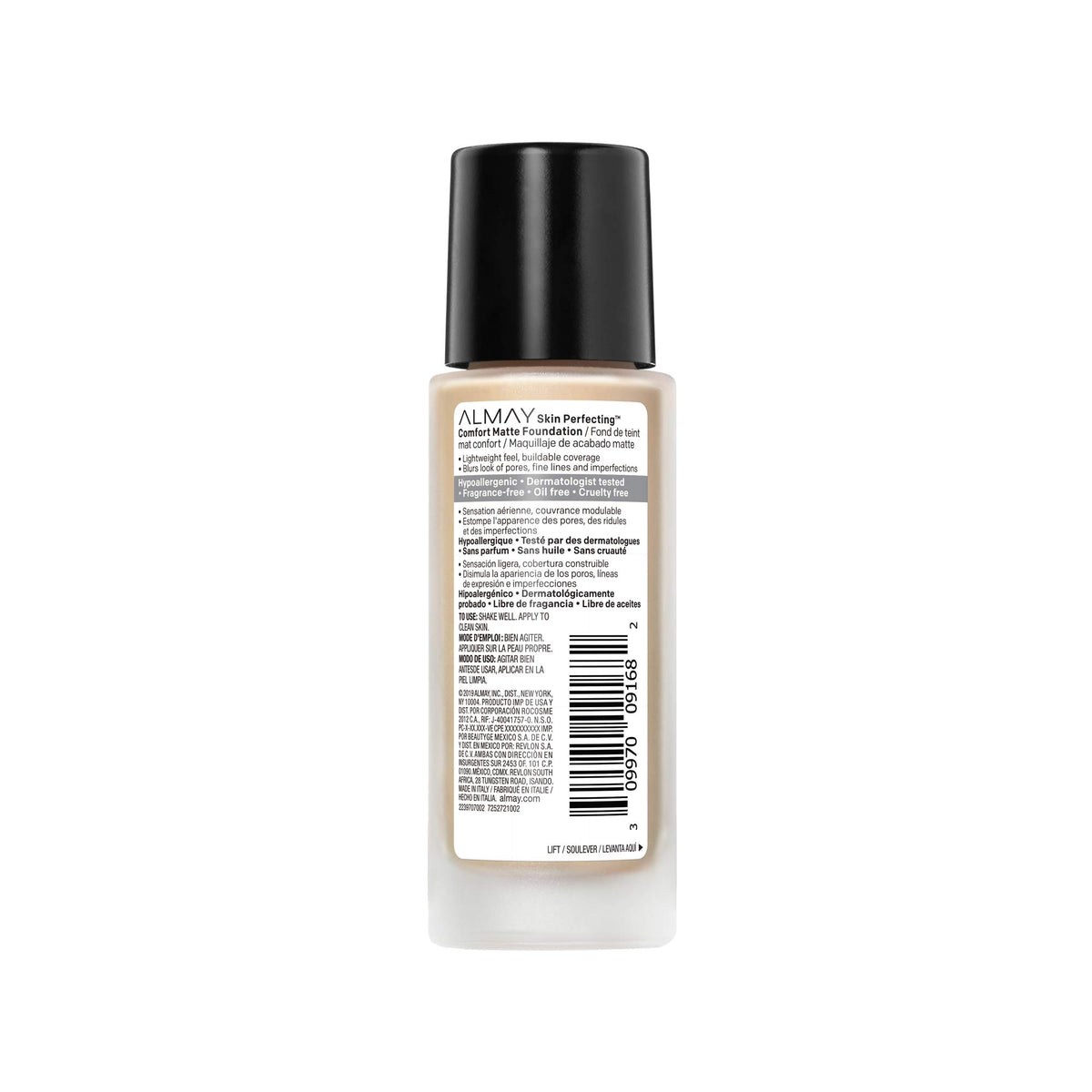 Almay Skin Perfecting Comfort Matte Foundation, Hypoallergenic, Cruelty Free, -Fragrance Free, Dermatologist Tested Liquid Makeup, Neutral Buff, 1