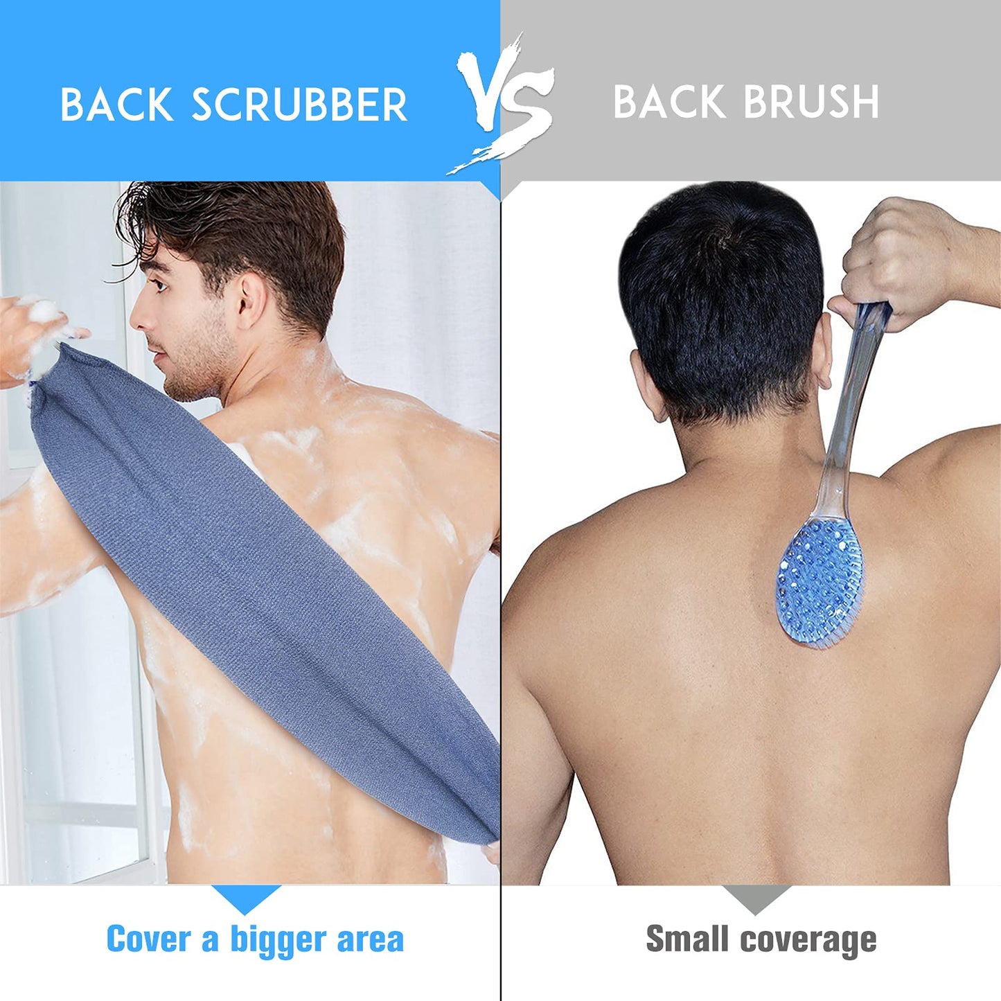 Evridwear Exfoliating Back Scrubber with Handles Two Sides for Body Shower Deep Cleans Skin Massages Invigorating Blood Circulation Men Women One Size Beauty & Personal Care Evridwear