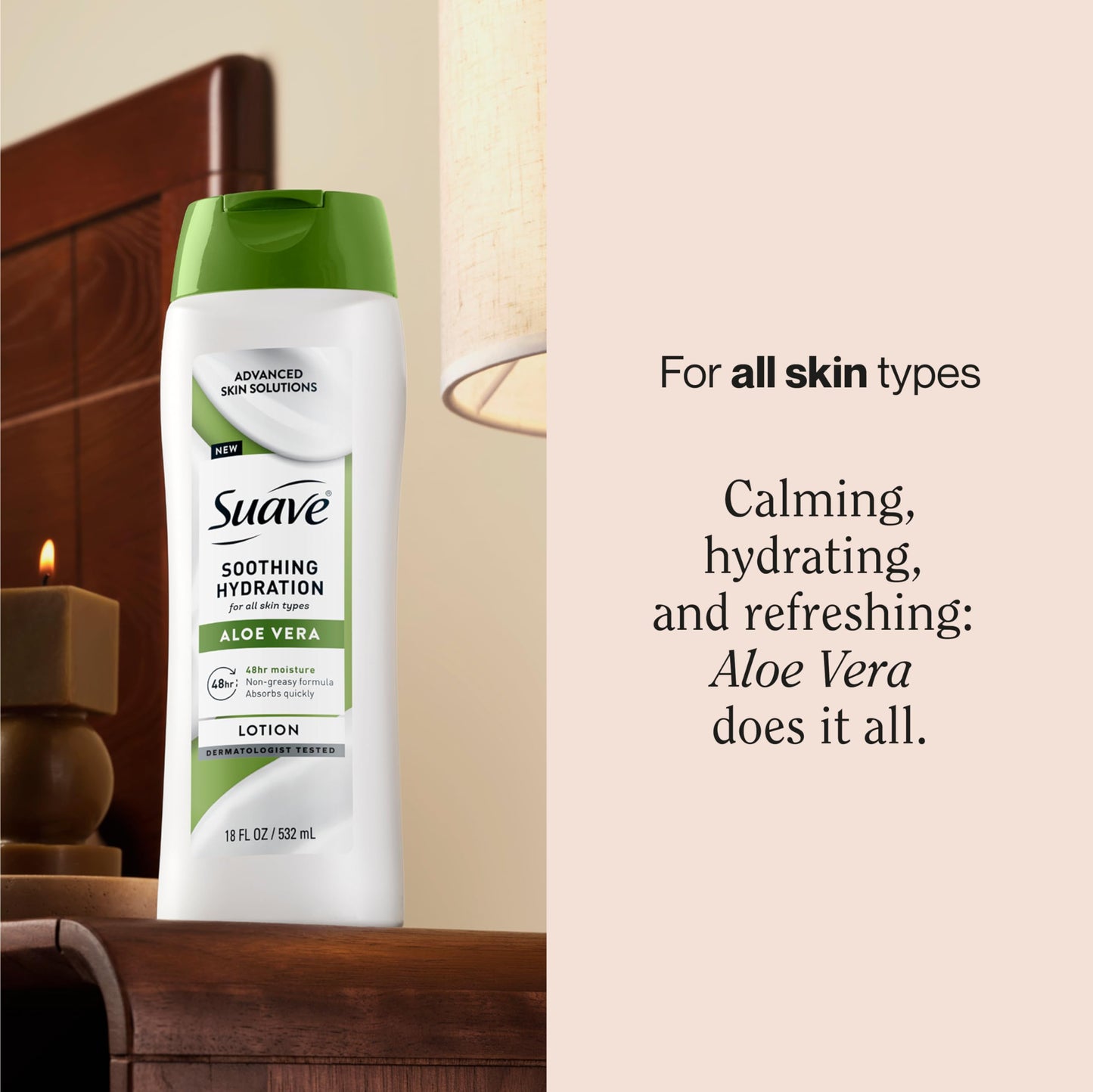 Suave Soothing Hydration Hand & Body Lotion With Aloe Vera Refreshes Dry Skin, Fast Absorbing, Intensive Moisturizing Cream For Women, Non Greasy Beauty & Personal Care Suave