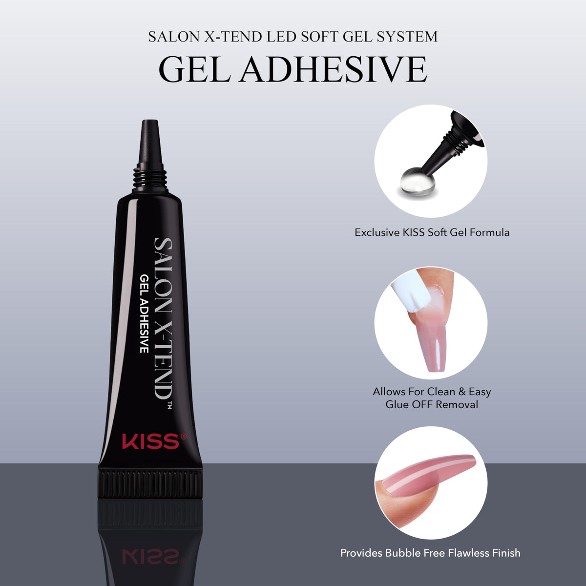KISS Salon X-tend, Press-On Nails, Nail glue included, 'Keep It', Light White, Short Size, Oval Shape, Includes 30 Nails, 5Ml Led Soft Gel Adhesive, 1