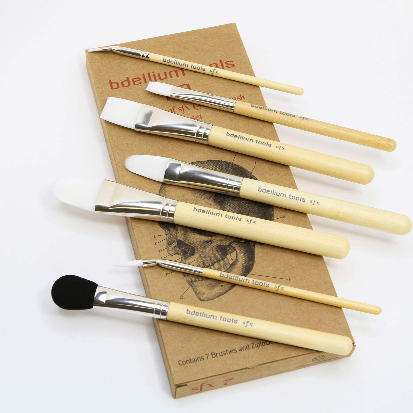 Bdellium Tools Professional Makeup Brush SFX Glue Brush Set 7 PC. With Ziplock Pouch Beauty & Personal Care BDELLIUM TOOLS