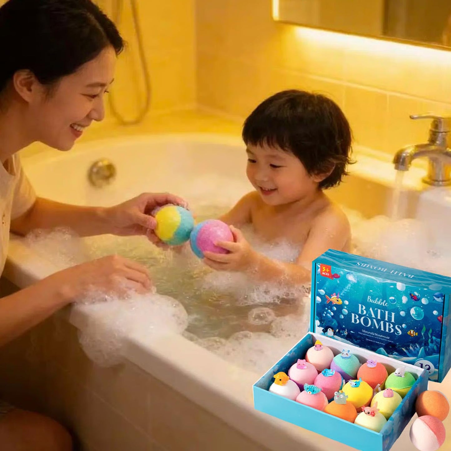 24-Pack Kids Bath Bombs with Surprise Toys, Bath Bombs with Toys Inside, Colorful Fizzy Bath Set for Children, Gift Boxed, Natural Sea Salt Color Beauty and Personal Care FAFVI