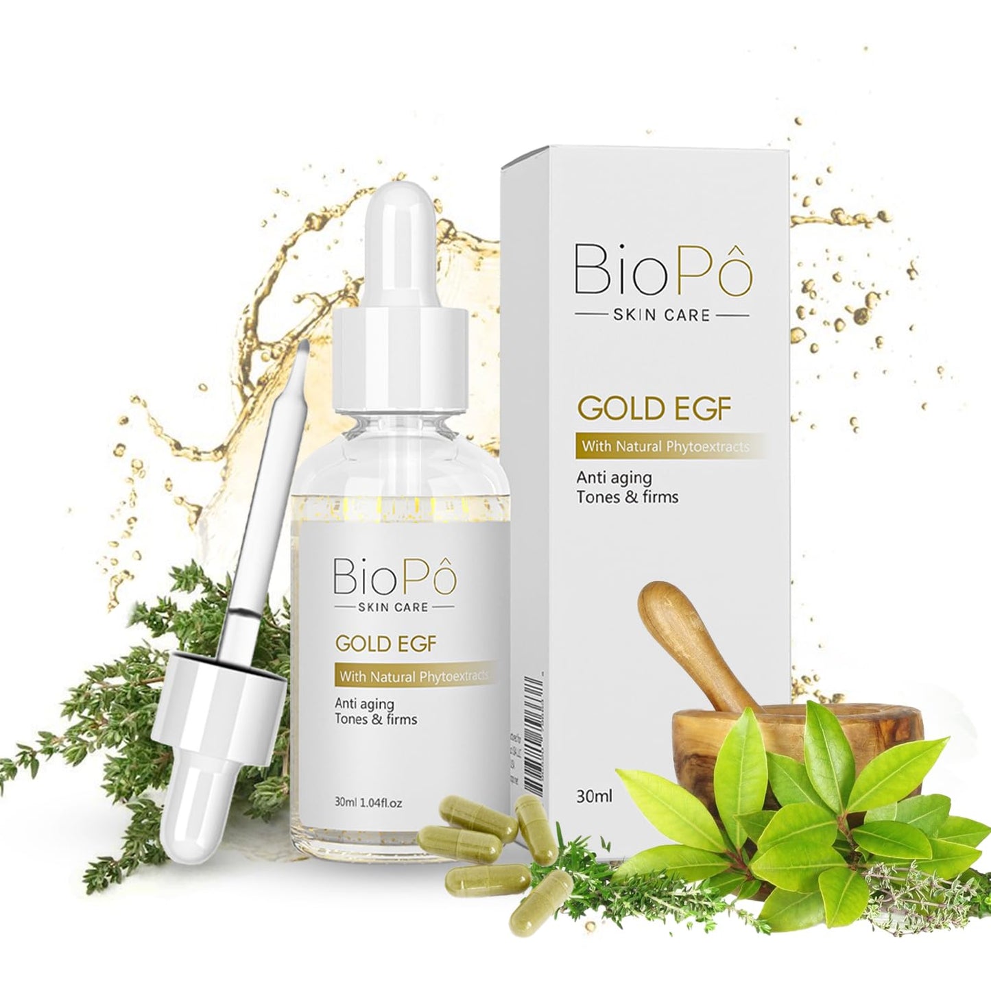 Gold EGF - Anti-Wrinkle Face Treatment for Firming Skin Texture, Promotes Cell Regeneration & Nourishment, 30 ml - Made in USA Beauty & Personal Care BioPo