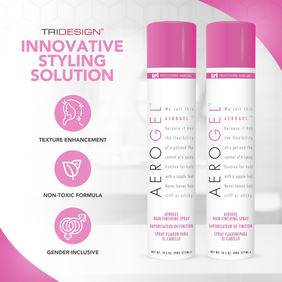 TRIDESIGN Aerogel Strong Hold Volumizing Hair Spray - 10.5 oz, 2 Pack