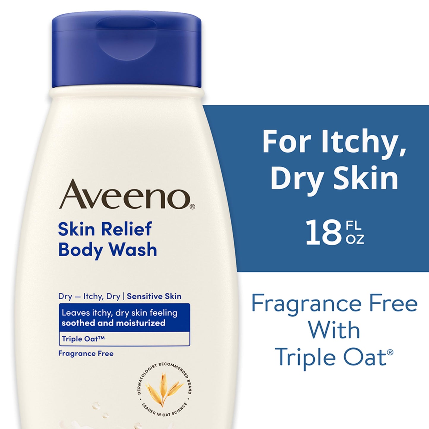 Aveeno Skin Relief Fragrance-Free Body Wash with Oat to Soothe Dry Itchy Skin, Gentle, Soap-Free & Dye-Free for Sensitive Skin, 18 fl. oz Beauty & Personal Care Aveeno