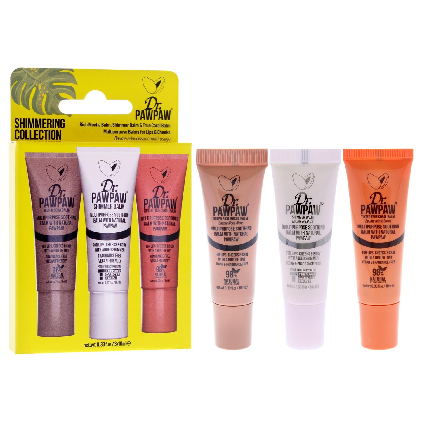 Dr.PAWPAW Shimmering Trio Gift Set: Shimmer,True Coral,Rich Mocha Multi-Purpose Natural No Fragrance Balm for Hydrating Lips, Skin, Hair, Cuticles Beauty and Personal Care Dr. PAWPAW ORIGINAL BALM