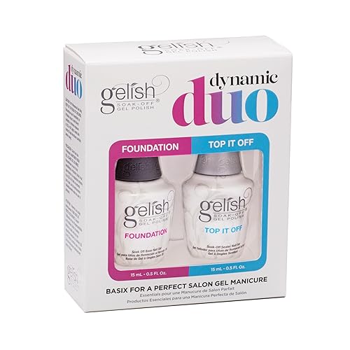 Gelish Dynamic Duo - Foundation Base & Top It Off Sealer Gel Set, Long-lasting, High-Shine Finish for Gel Manicures, Cures Fast in LED/UV Light, No Beauty & Personal Care Gelish