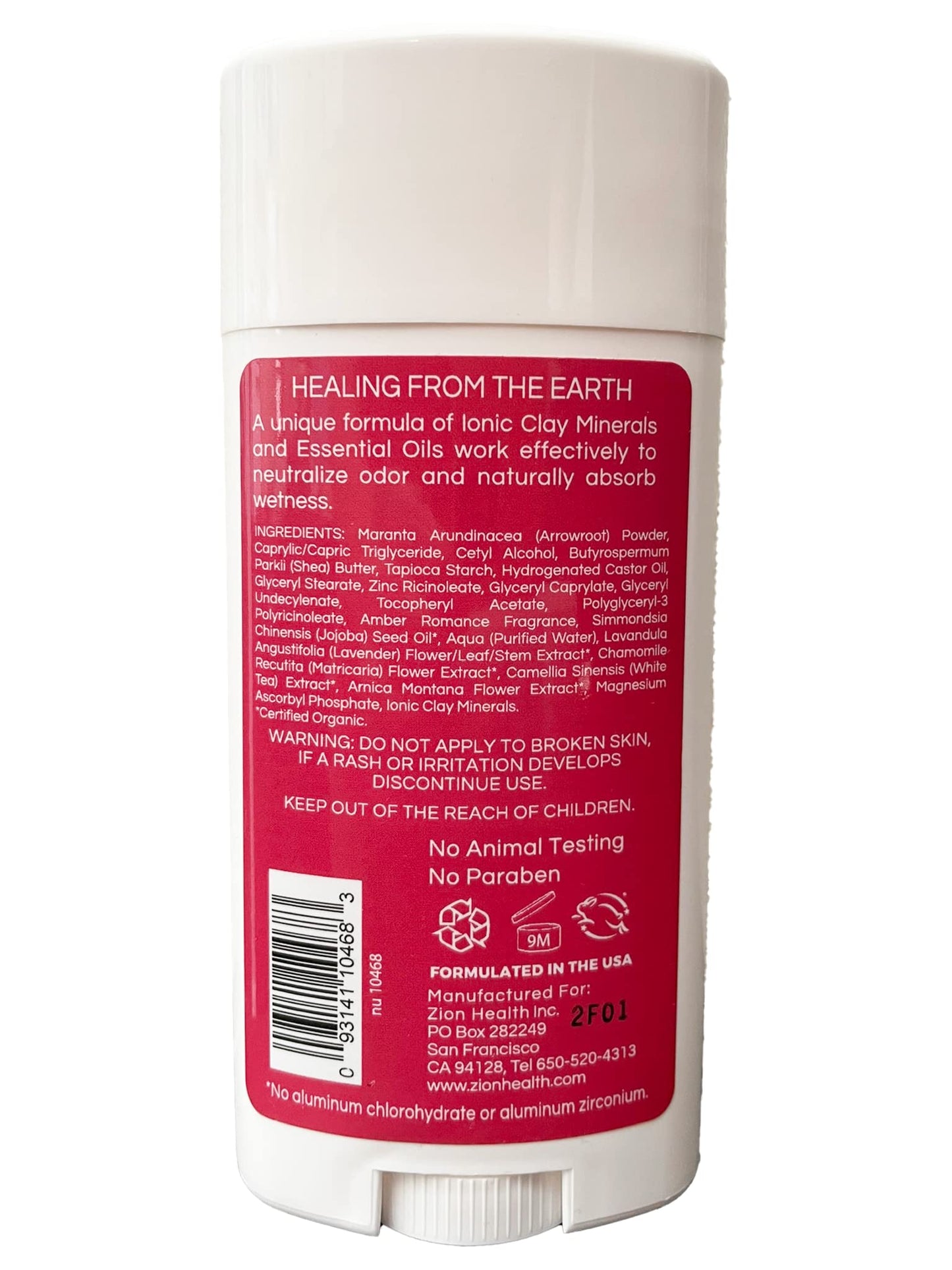 Zion Health Clay Dry Gentle Deodorant Stick 2.6 OZ Sweet Romance Beauty and Personal Care Zion Health