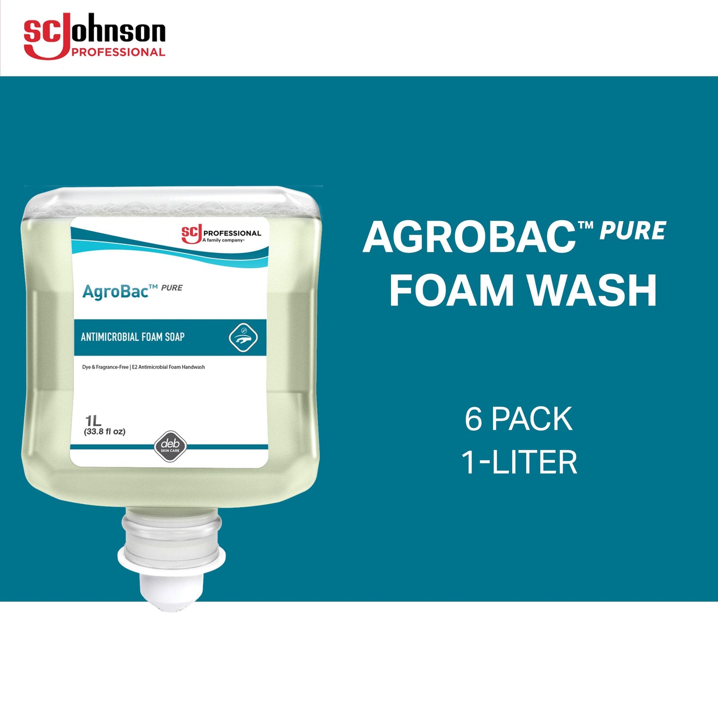 SC Johnson Professional AgroBac PURE Foam Wash, E2 Rated Antimicrobial Hand Soap for Food Handling, 1 Liter Cartridge, for Professional Use Only Beauty & Personal Care SC Johnson Professional