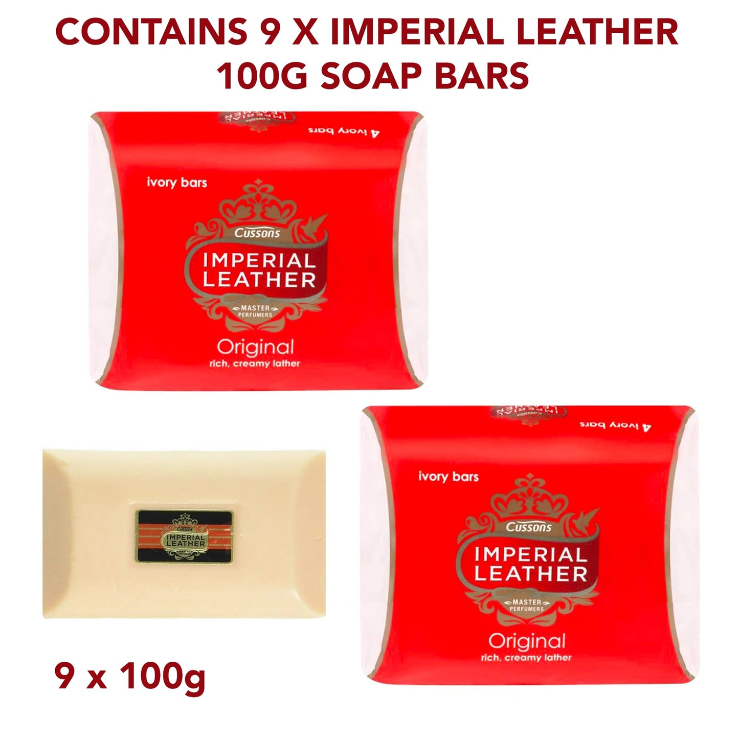 9 x CUSSONS IMPERIAL LEATHER ORIGINAL SOAP BAR 100g - 3 MULTIPACK 3 x 100g by Imperial Leather Beauty & Personal Care Imperial Leather
