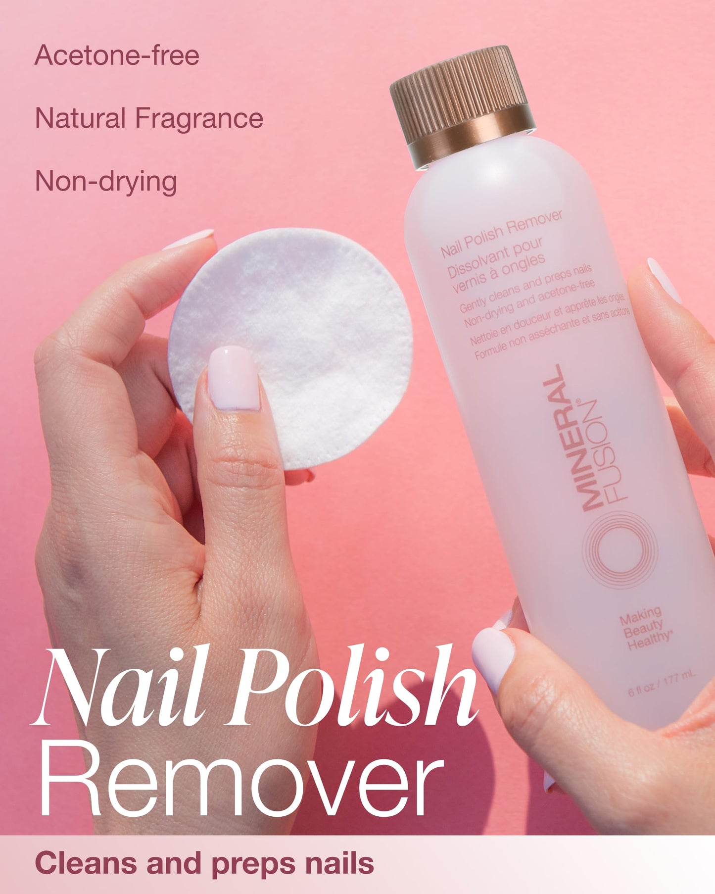 Mineral Fusion Nail Polish Remover - Acetone-Free Nail Care with Natural Solvents - Non Drying Liquid Formula - 6 fl oz Beauty & Personal Care Mineral Fusion