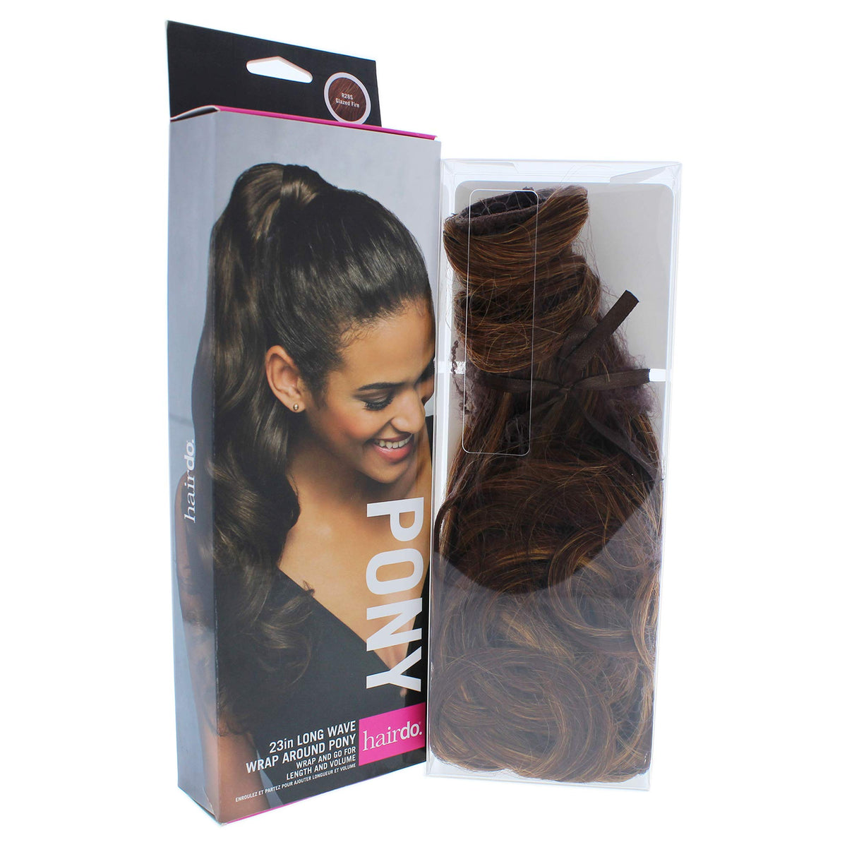 23" Long Wave Pony Color R28S GLAZED FIRE - Hairdo Hairpieces Wrap Around Fuller Ponytail Tru2Life Heat Friendly Synthetic Velcro Attachment Wavy Flat