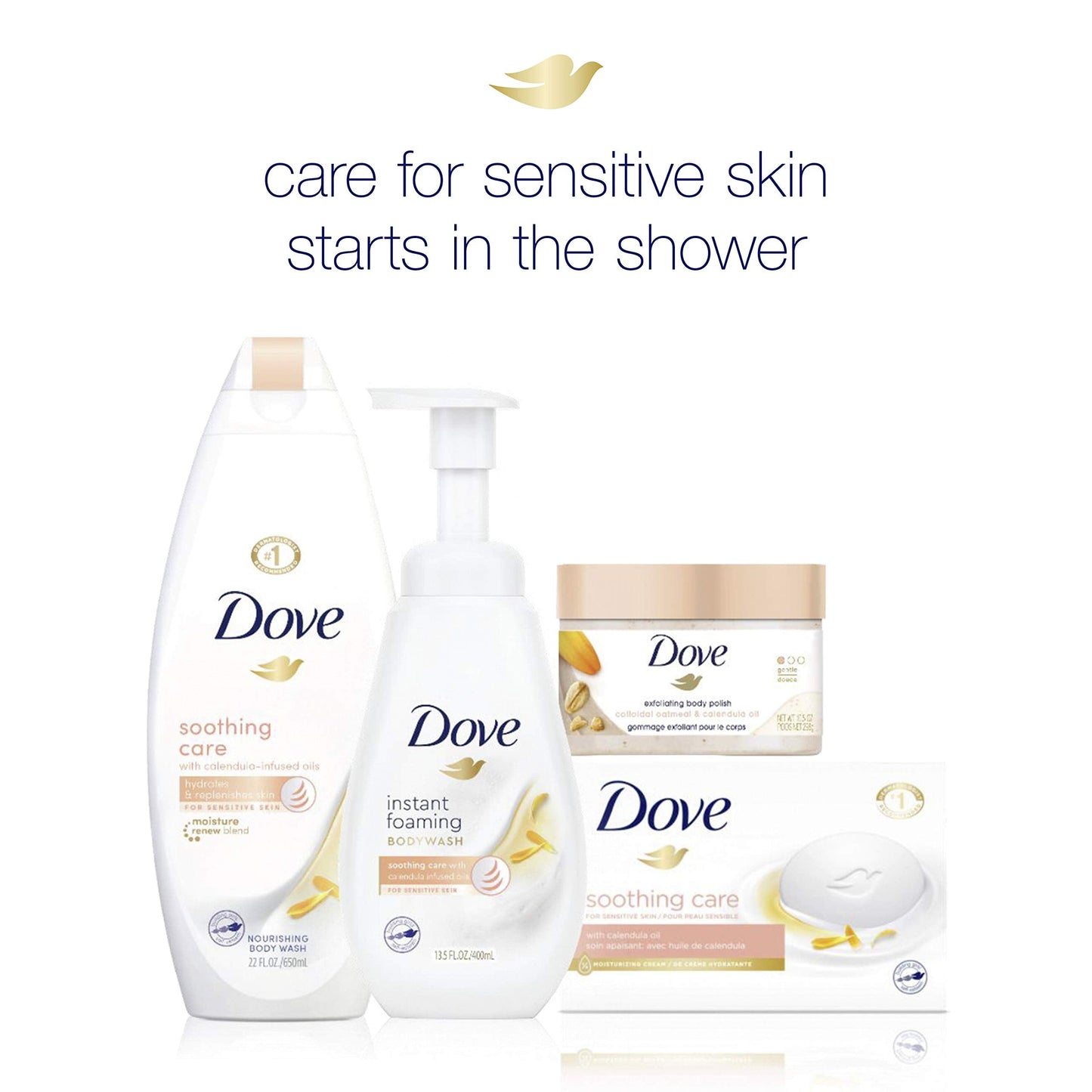 Dove Soothing Care Moisturizing Beauty Bar For Sensitive Skin with Calendula Oil Effectively Washes Away Bacteria, Hydrating and Replenishing Skin Beauty & Personal Care Dove