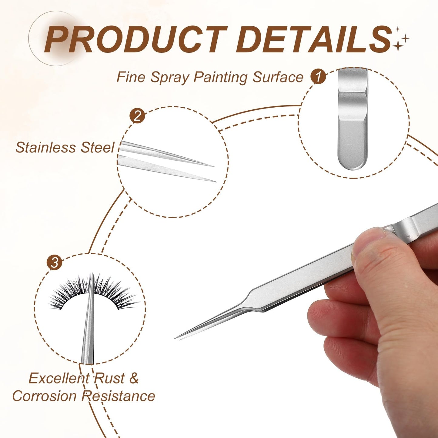 HARFINGTON High Precision Lash Tweezers, Stainless Steel Straight Eyelash Extensions Tweezer Casual Beauty Tools for Eyelash Extensions, Silver Beauty and Personal Care HARFINGTON