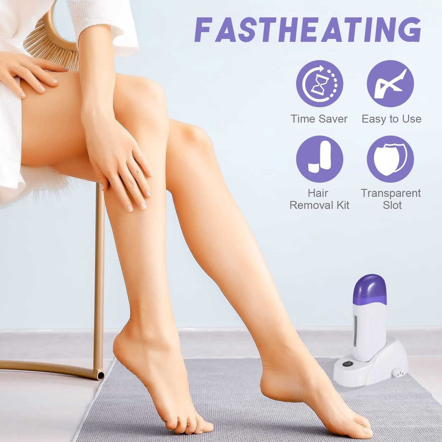 TARSHYRY Portable Roll on Wax Warmer for Hair Removal, Electric Wax Roller Wax Heater with Charging Pedestal, Single Body Depilatory Wax Warmer Beauty and Personal Care TARSHYRY