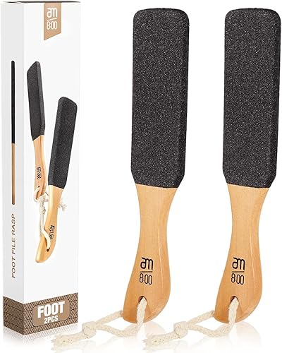 Pumice Stone Foot File (2-Pack), Wooden Handle Foot Scrubber & Callus Remover for Dry, Rough Skin and Corns Pedicure Beauty & Personal Care AM 8:00