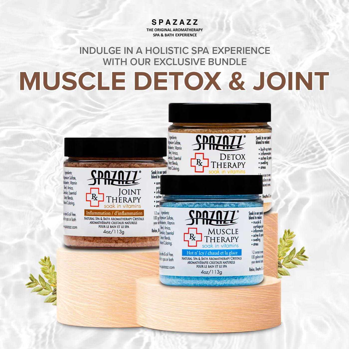 Spa & Hot Tub RX Therapy Muscle Detox Joint Bundle 3 Pack Gift Set - Spazazz Therapeutic Mineral Dead Sea Bath Salt Crystals Collection Beauty and Personal Care Spazazz