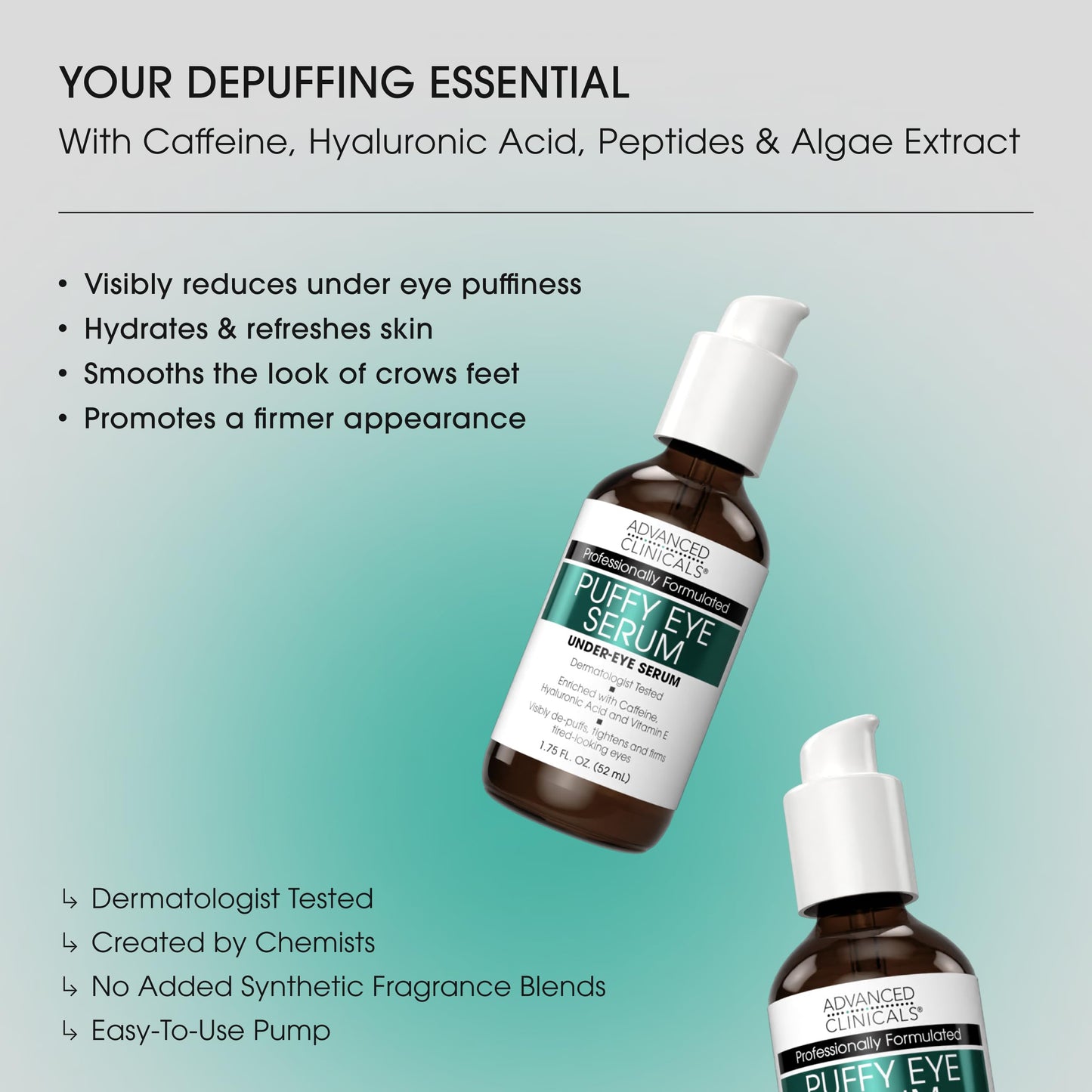 Advanced Clinicals Puffy Eye Under Eye Serum | Visible Anti Aging Brightening Vitamin C + Caffeine Serum Helps Improve Look Of Puffiness, Fine Lines Beauty & Personal Care Advanced Clinicals