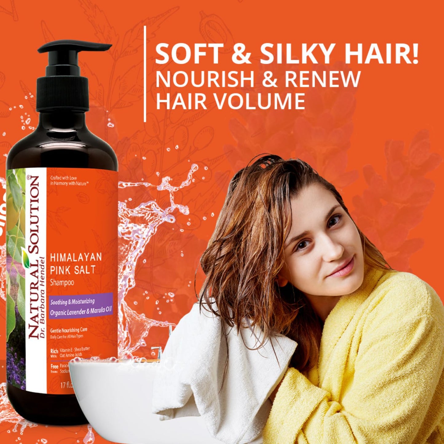 Natural Solution Shampoo with Organic Lavender & Marula Oil, Infused with Himalayan Pink Salt - Soothing, Moisturizing Daily Care for All Hair Types Beauty & Personal Care Natural Solution