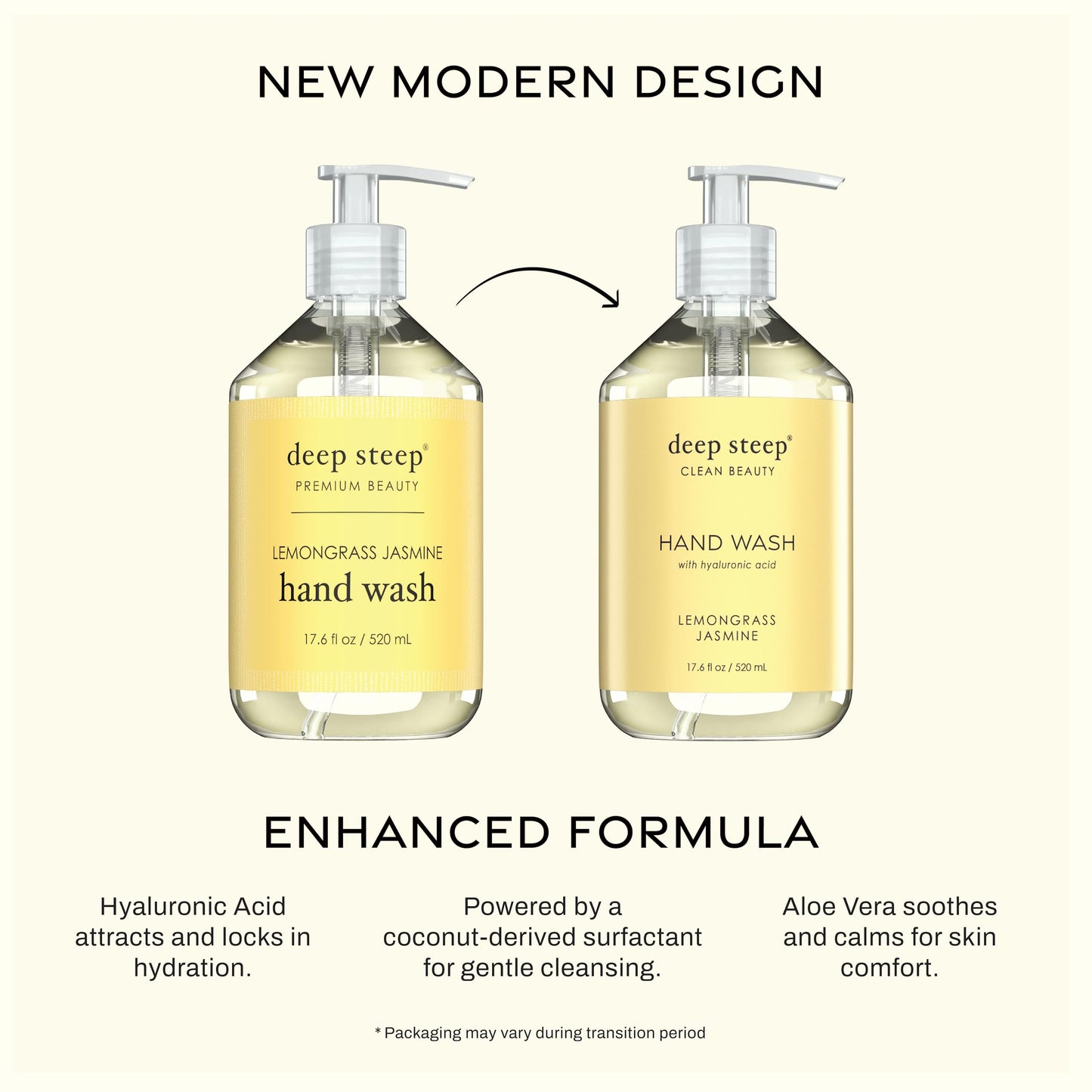 Deep Steep Liquid Hand Wash, Lemongrass Jasmine, 17.6 oz - Moisturizing Cleanser with Olive Oil, Aloe Vera, Glycerin & Hyaluronic Acid - Vegan, Clean Beauty & Personal Care Deep Steep
