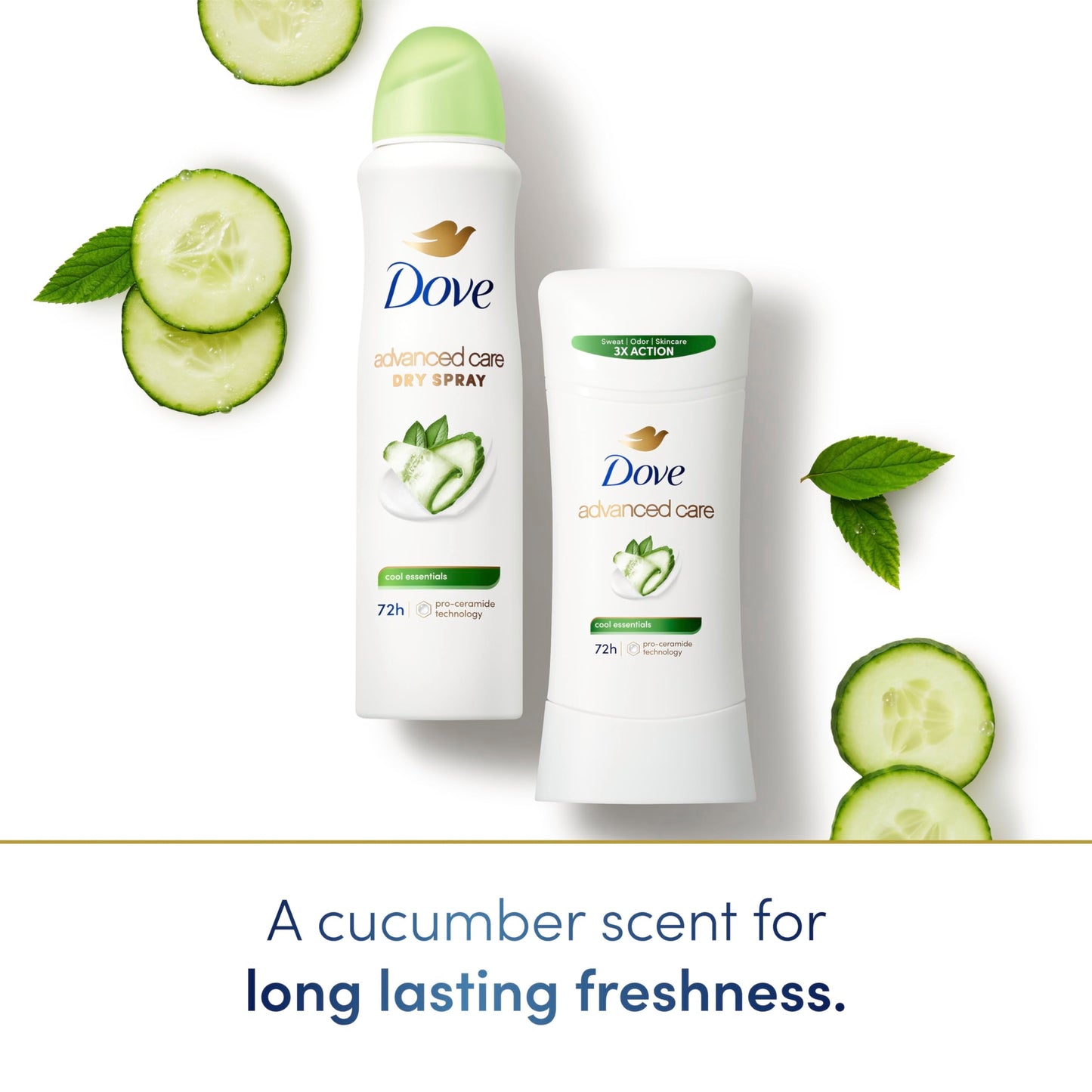 Dove Advanced Care Anti Deo Stick Cool Essentials Pack of 12 for helping your skin barrier repair after shaving 72 h odor control and all-day sweat Beauty and Personal Care Dove