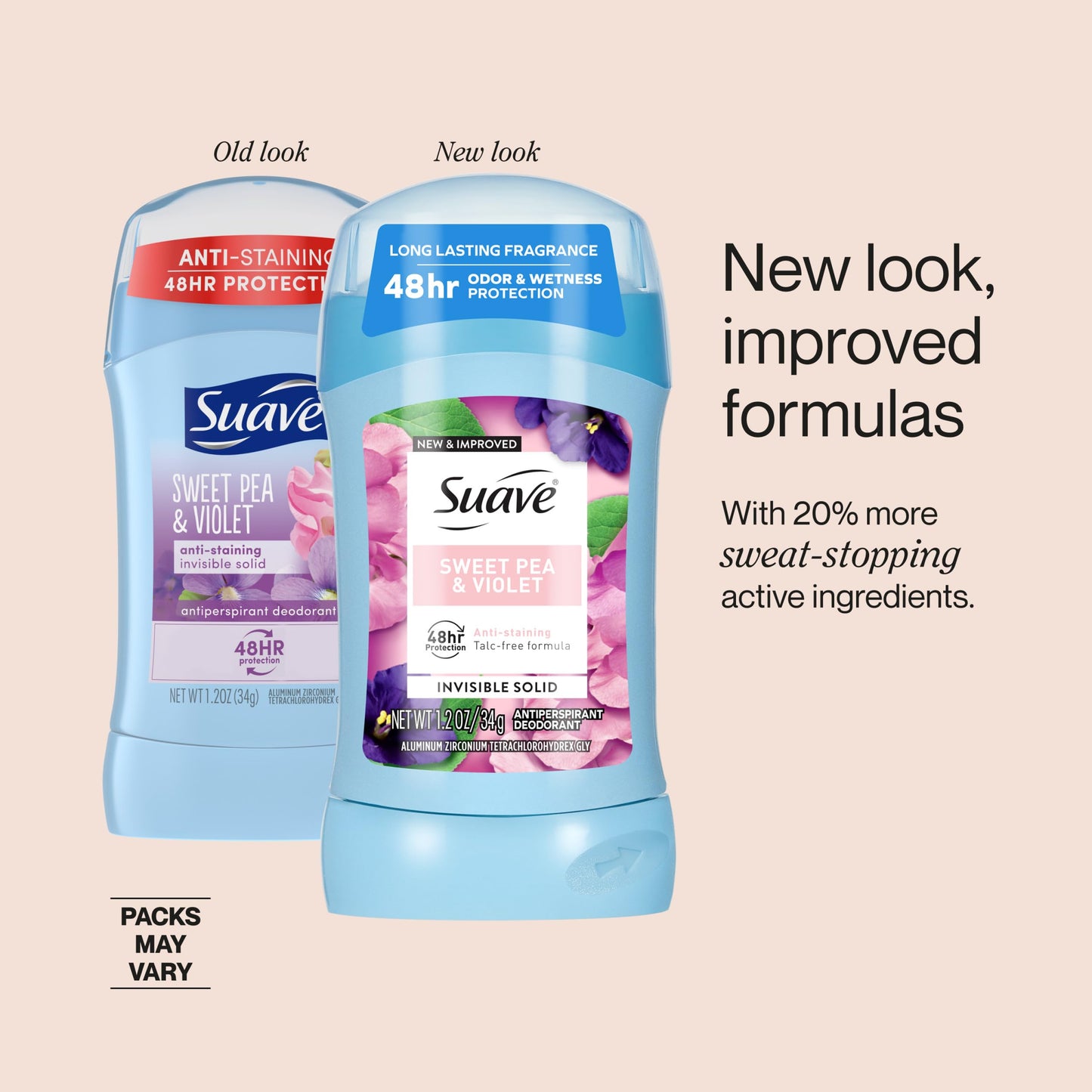 Suave Antiperspirant Deodorant For Women, Invisible, Underarm Deodorant, 48hr Odor & Wetness Protection, Sweet Pea & Violet Fragrance, Sensitive Skin Beauty and Personal Care Suave
