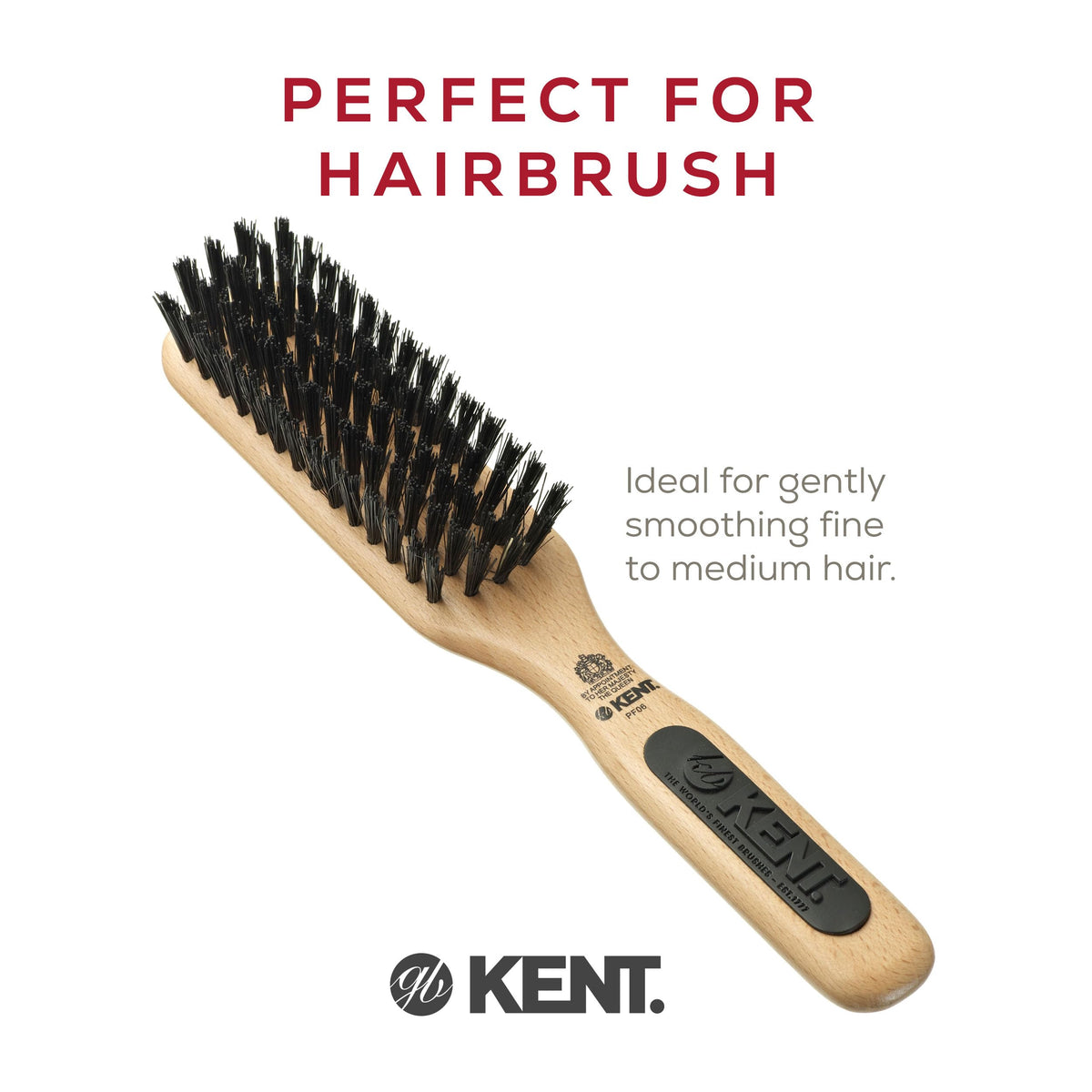 Kent PF06 Narrow Bristle Nylon Mix Hair Brush - Straightening and Styling Brush for Short to Medium Length Hair, Travel Hair Brush,For shining and