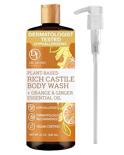 Dr. Jacobs Naturals Castile Orange and Ginger All-Natural Body Wash for Moisturizing Dry Skin with Plant-Based Ingredients with Pump - 32 Ounce Beauty & Personal Care DR.JACOBS NATURALS