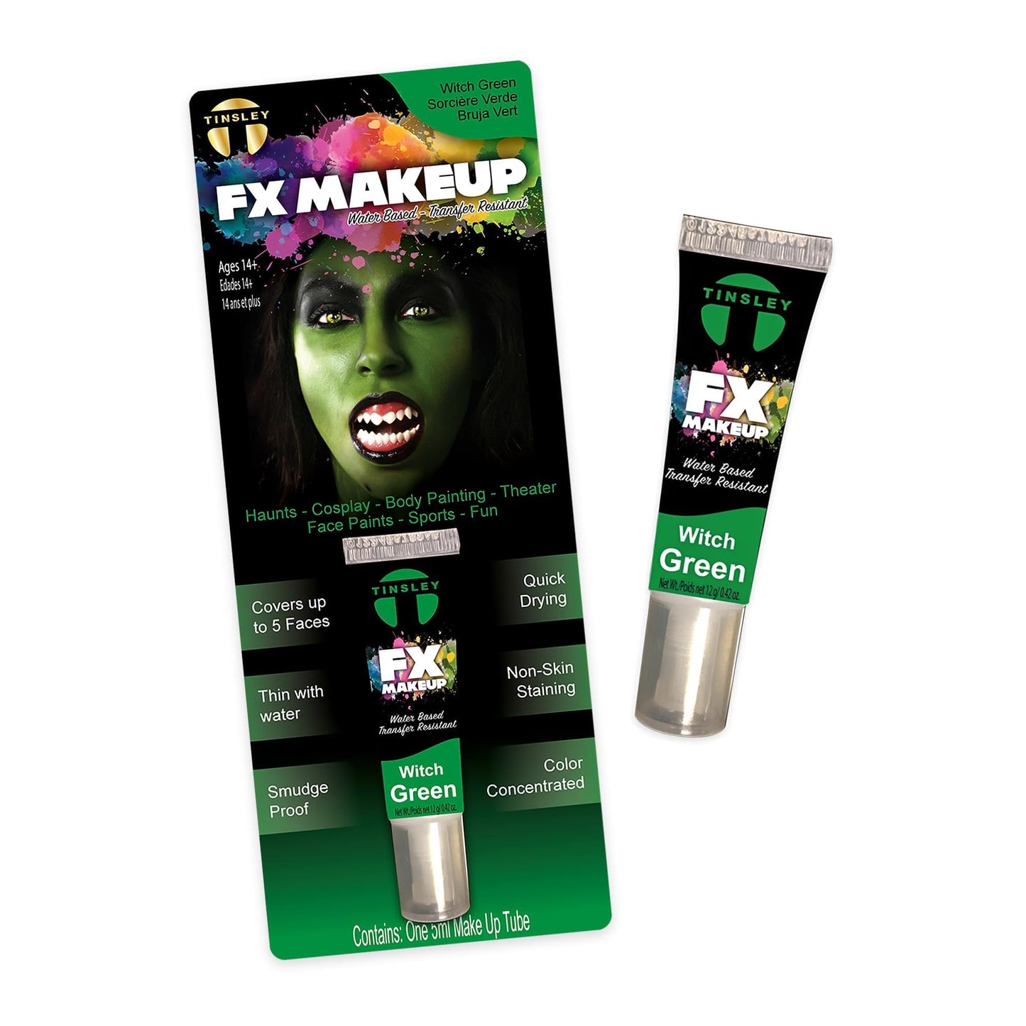Tinsley Transfers FX Makeup - Face and Body Paint - Water-Based Cream - 7g / 0.24 oz Tube (Green) Beauty & Personal Care Tinsley Transfers