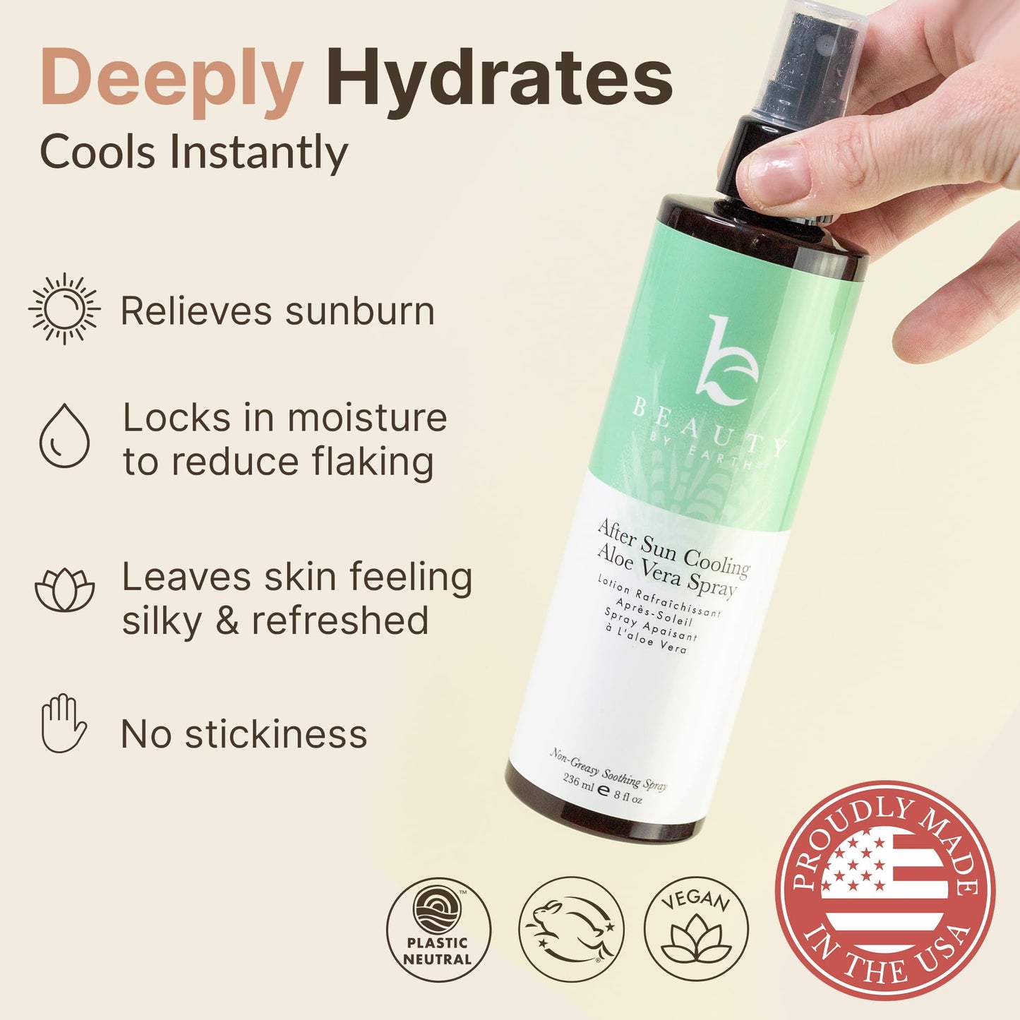 Beauty by Earth After Sun Cooling Aloe Vera Spray - USA Made With Organic Aloe Vera, Fast Absorbing After Sun Care for Sunburn Relief, Skin Cooling Beauty & Personal Care Beauty by Earth