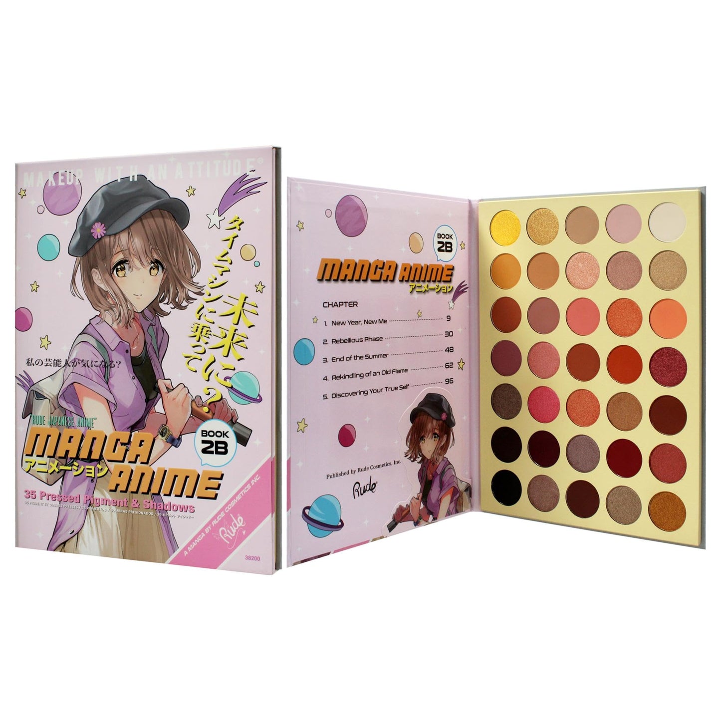 Rude Cosmetics Manga Anime 35 Pressed Pigment and Shadow Book 2B for Women - 1.34 oz Eye Shadow Beauty & Personal Care RUDE