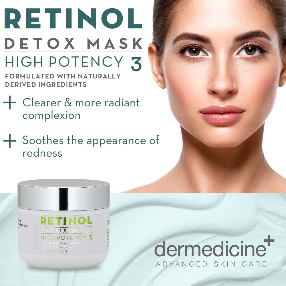 Retinol Detox High Potency Mask Blend for Face | Natural & Organic Botanical Plant Extracts | Clarifying & Soothing for Skin that Looks Clearer, Feels Beauty & Personal Care Dermedicine
