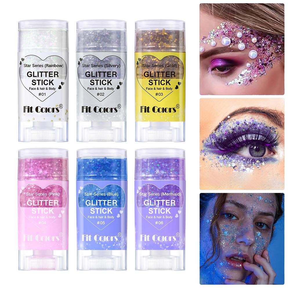 Body Glitter Stick,Mardi Gras Accessories,Sparkling Face Hair Glitter,Mermaid Sequins Chunky Glitter Face Paint,Singer Concert Outfit Festival Rave Beauty & Personal Care MINXUEYEN