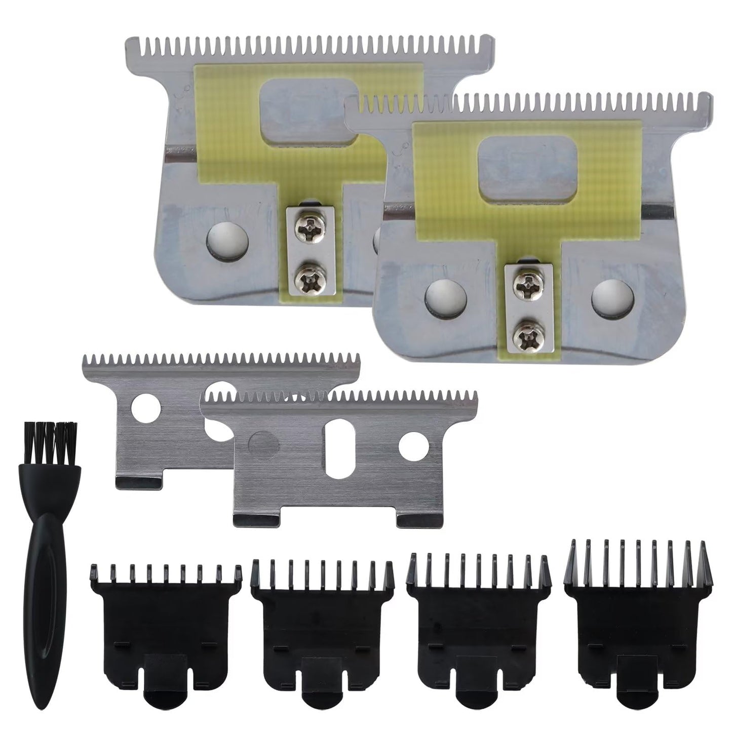2 Pack Blades for Andis T-Outliner Trimmer, for GTX Replacement Blade with Brush, Steel T Blade Set with 4 Guards Guides for Hair Clippers Model Beauty and Personal Care GRABOTE